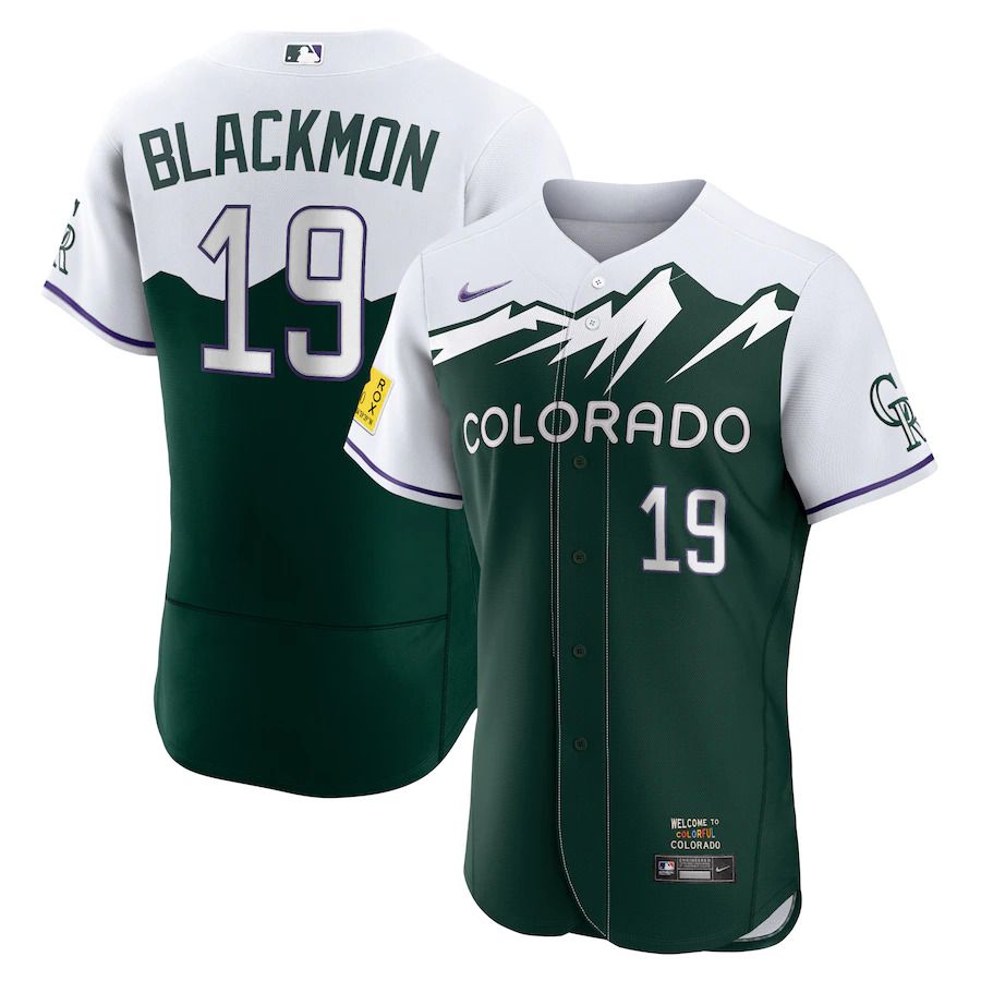 Custom Men Colorado Rockies #19 Charlie Blackmon Nike Green 2022 City Connect Authentic Player MLB Jersery